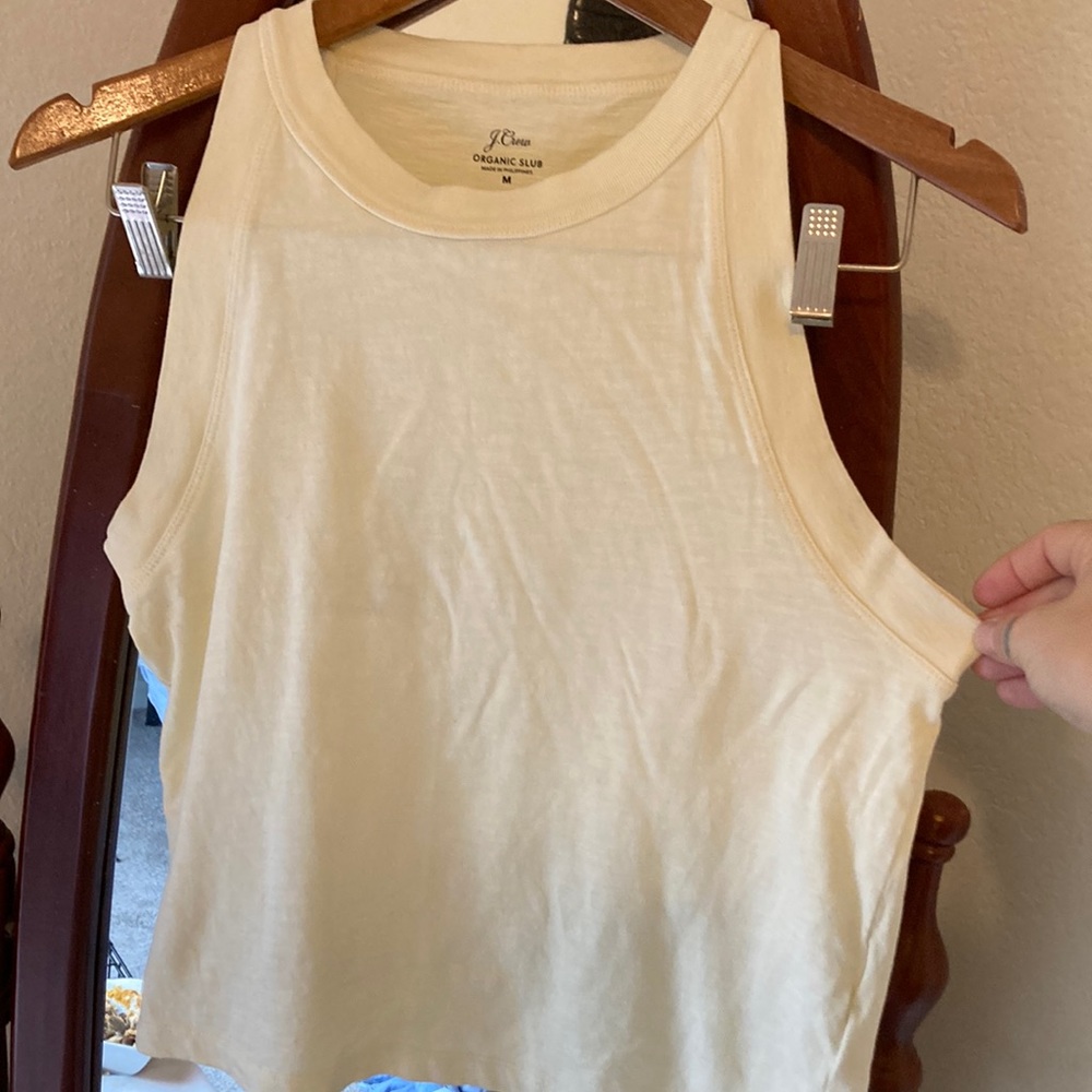 J. Crew organic skin knit tank top, size medium soft  yellow